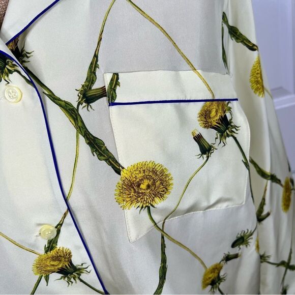 Sz 8 BURBERRY 100% Silk Floral silk poplin pajama shirt NWT $2090 MSRP - Picture 9 of 17